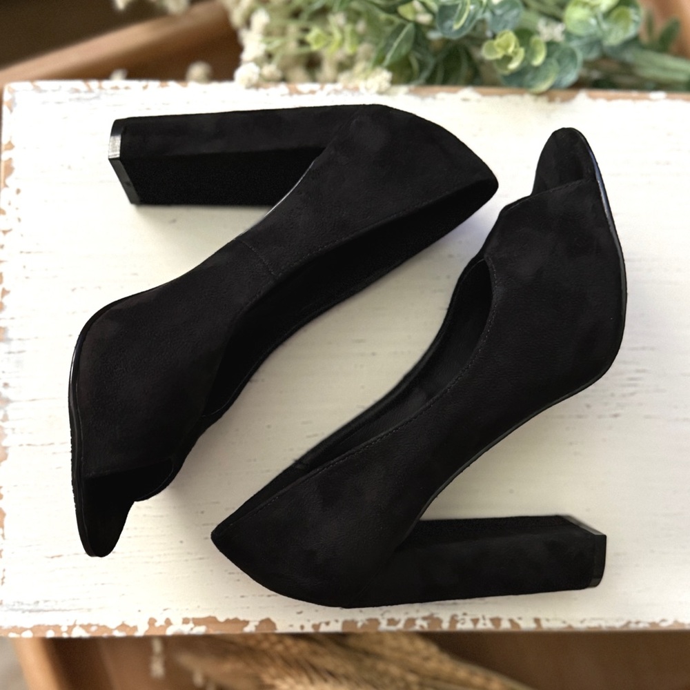 Michael Antonio Faux Suede Open Toe Pumps - Picture 5 of 7